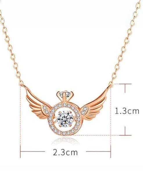 Rose Gold Angel Wings Pendant Necklace – Elegant & Stylish Alloy Chain for Women