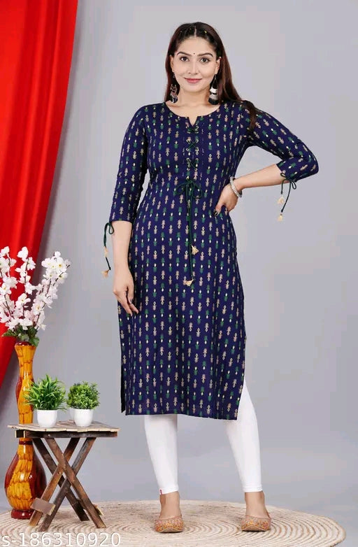 🌸 Charvi Voguish Rayon Printed Kurti – Elegant & Comfortable | XXXL