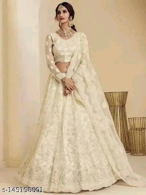 Elegant Chikankari Embroidered Party Wear Lehenga – Flared Design