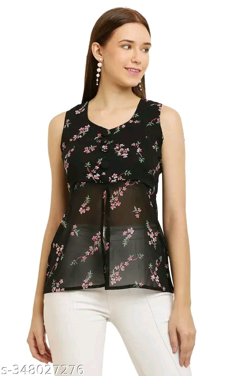 Trendy Printed Georgette Tops for Women – Stylish & Comfortable