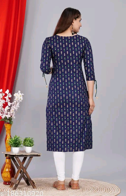 🌸 Charvi Voguish Rayon Printed Kurti – Elegant & Comfortable | XXXL