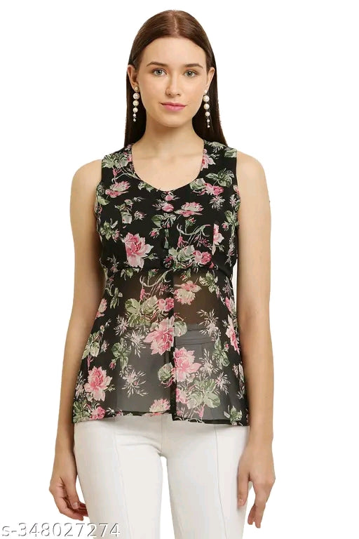 Trendy Printed Georgette Tops for Women – Stylish & Comfortable