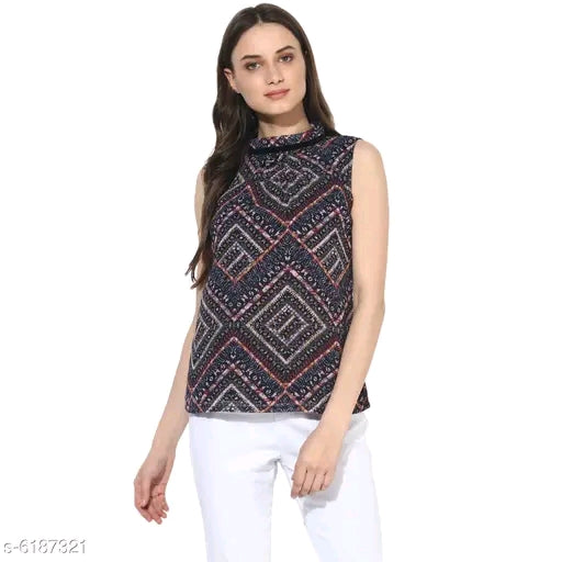 Trendy Women's Sleeveless Printed Georgette Top – Stylish & Comfortable